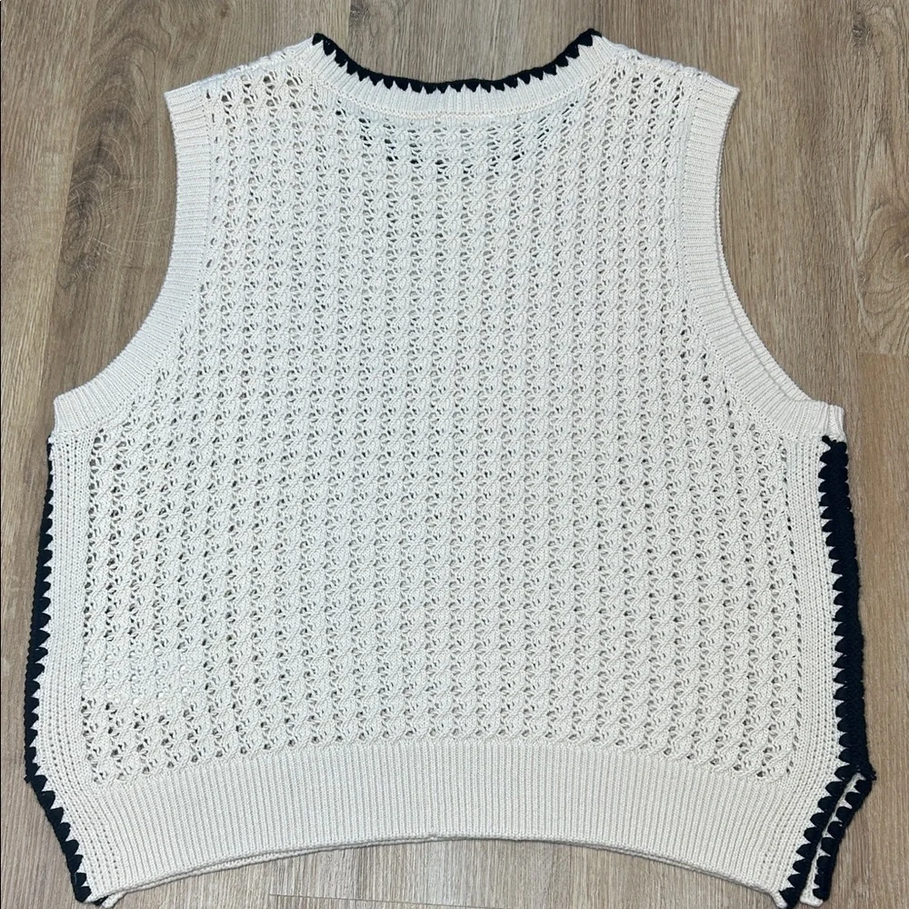 Varley Delaney Cream and Black Open Stitch Sweater Vest - Picture 6 of 12